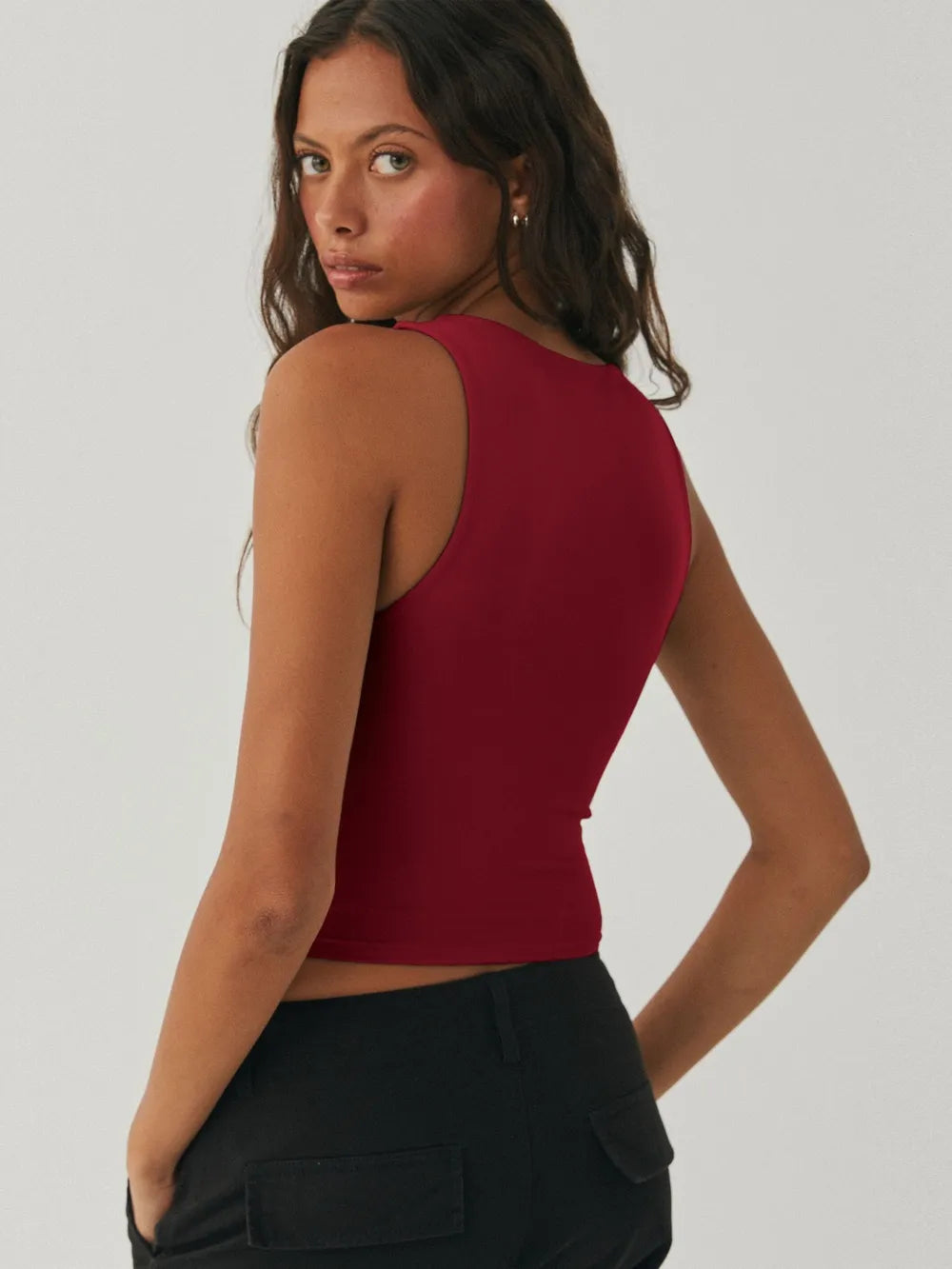 Round Neck Cropped Tank - cas7m