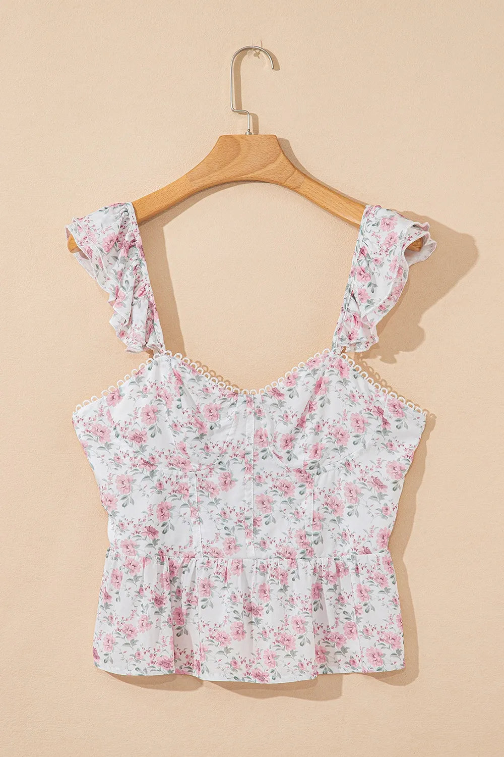 Floral Flutter Peplum Tank Top - cas7m