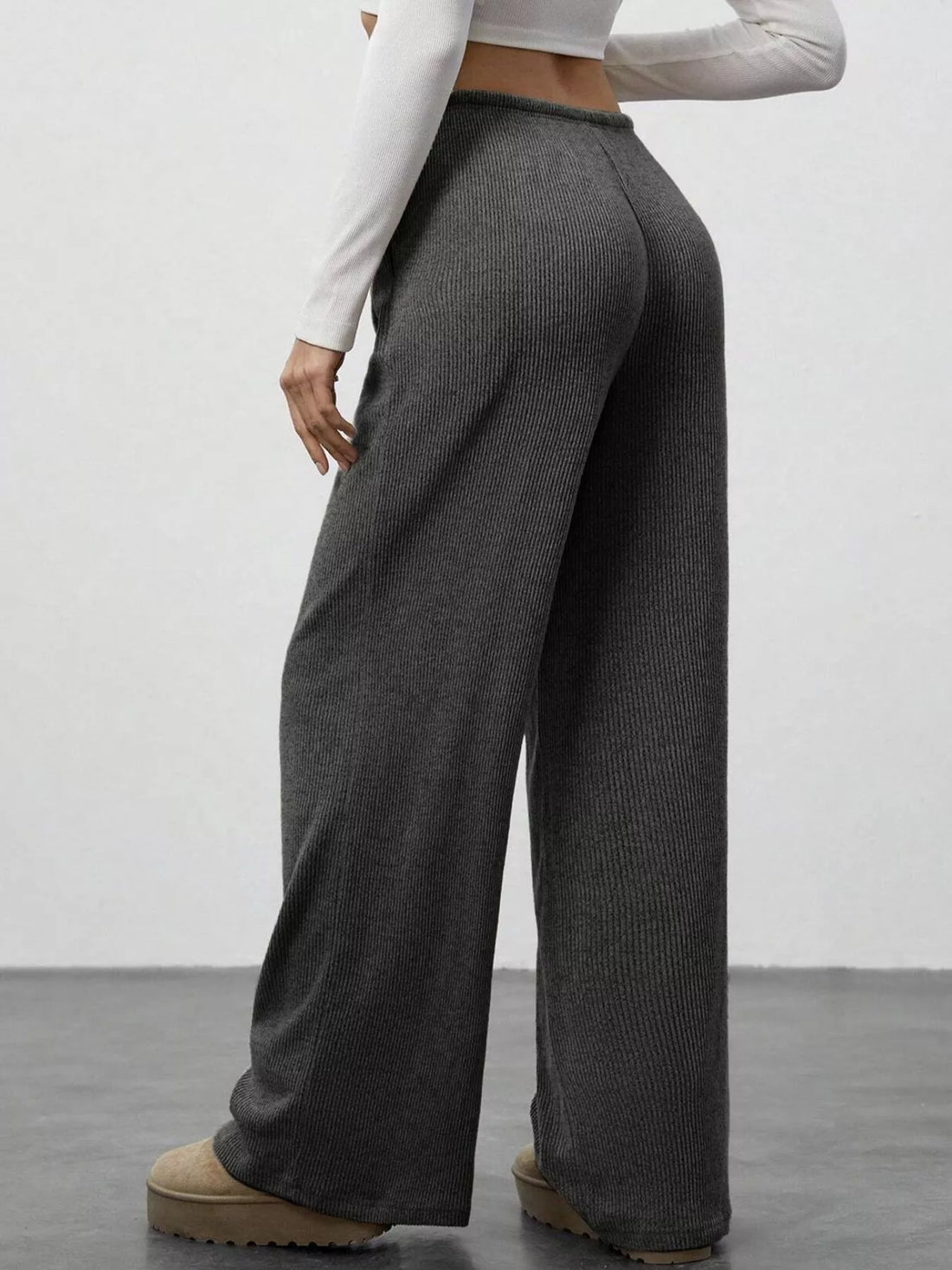Relaxed Fit Wide Leg Pants - cas7m