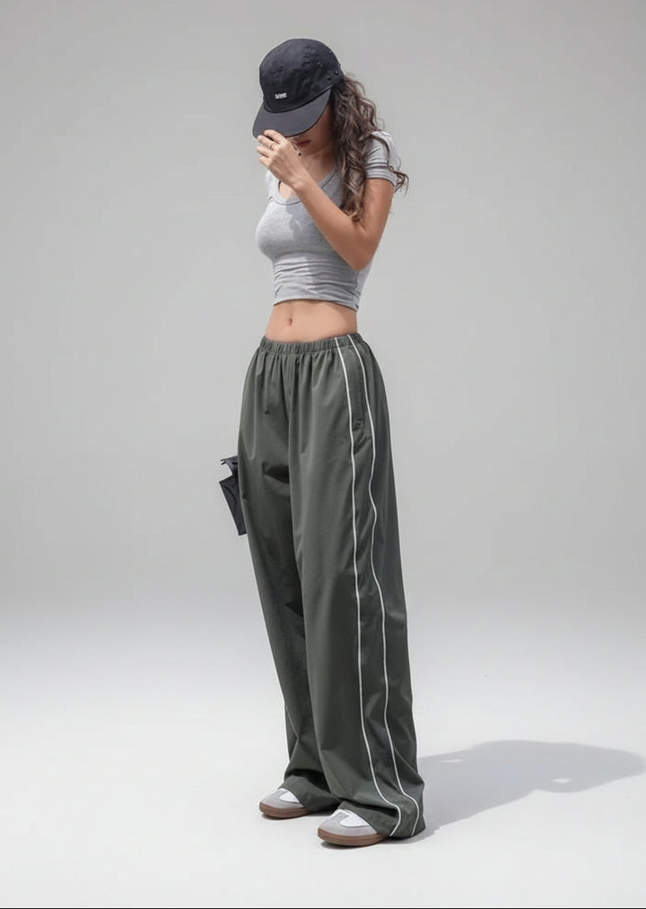 Women's Drawstring Striped Quick-drying Casual Pants - cas7m