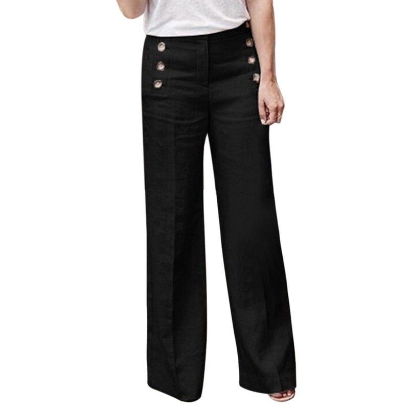 2023 Chic High-Rise Buttoned Wide-Leg Trousers