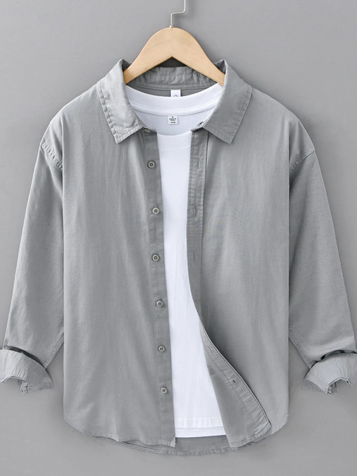 Men's Plus Size Button Up Long Sleeve Shirt - cas7m