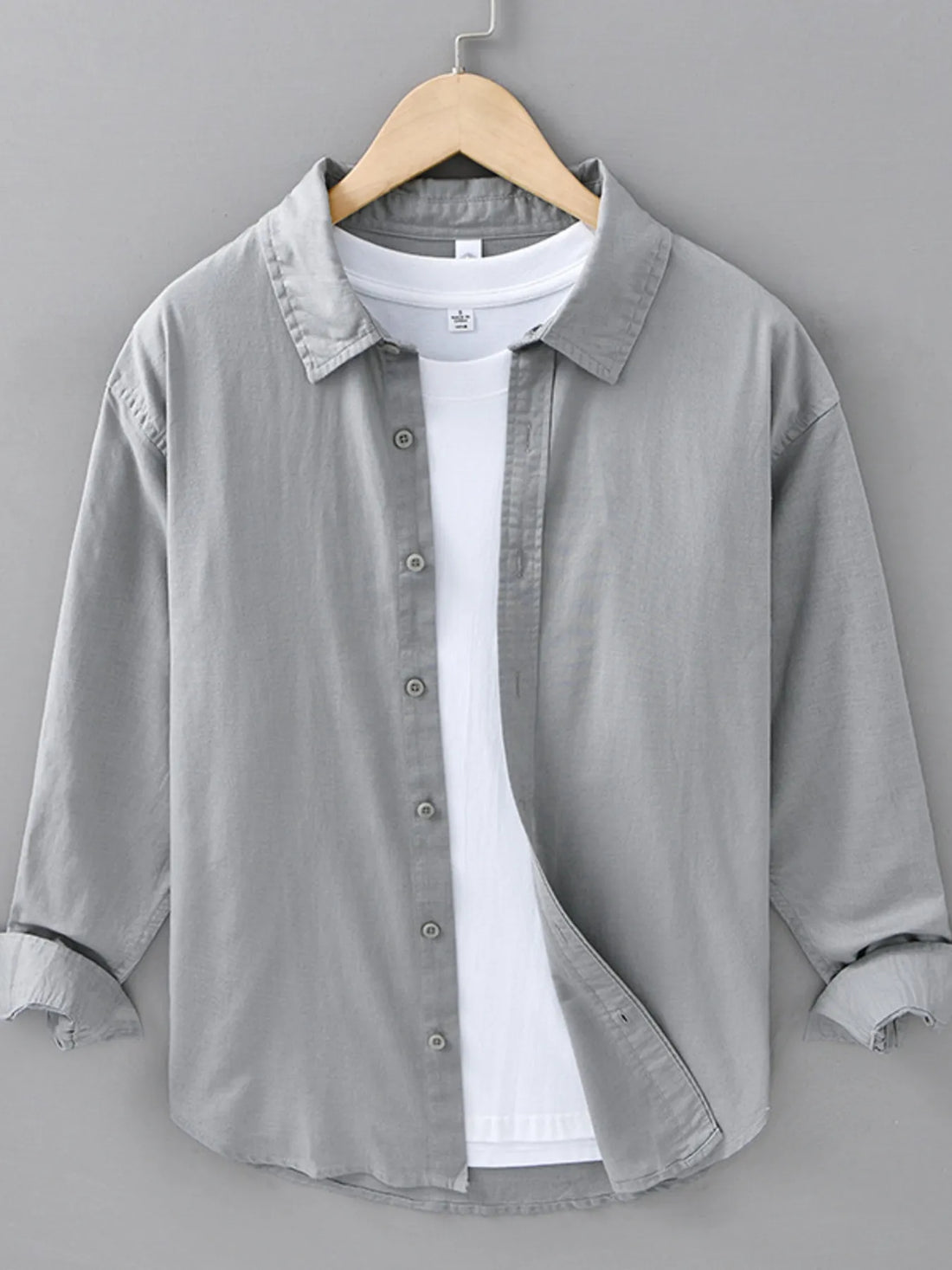 Men's Plus Size Button Up Long Sleeve Shirt - cas7m