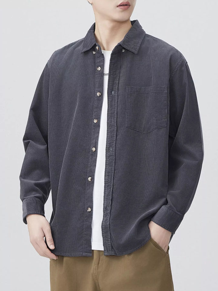 Men's Plus Size Button Up Long Sleeve Shirt - cas7m