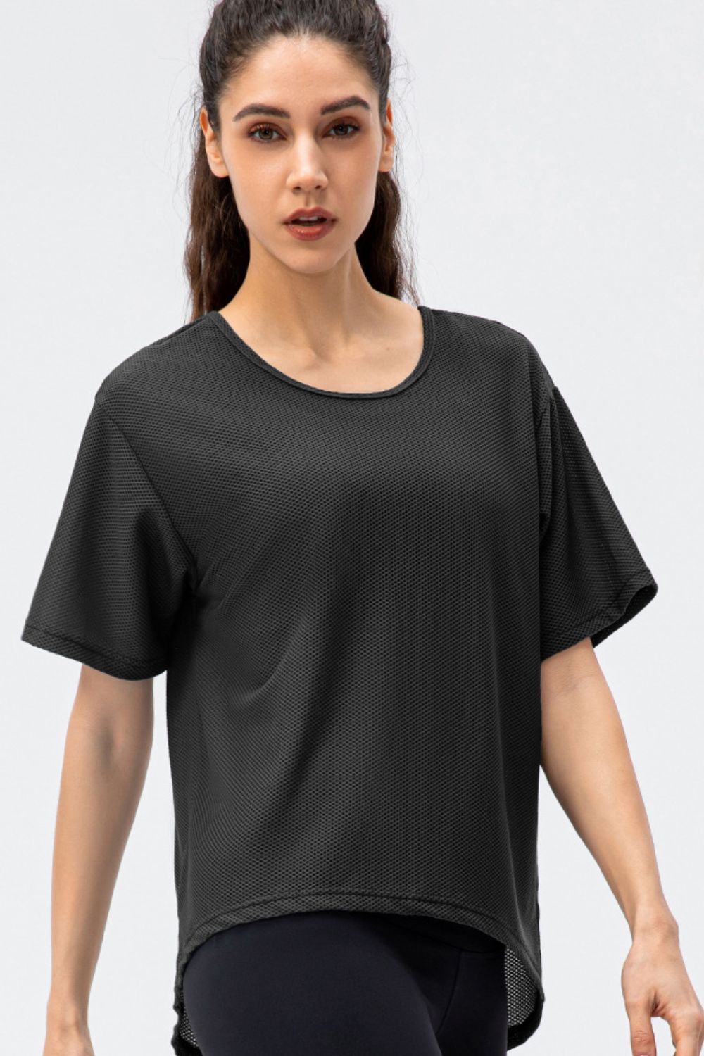Round Neck Short Sleeve Active Tee - cas7m
