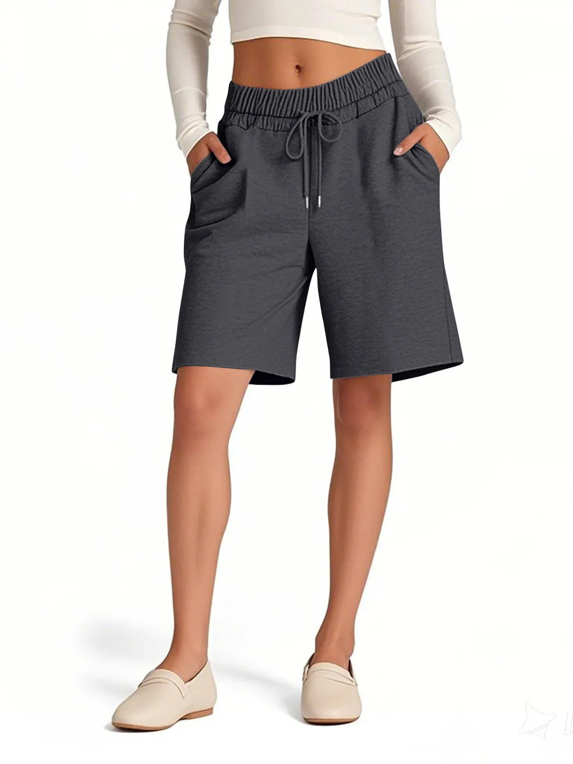 Drawstring Shorts with Pockets - cas7m