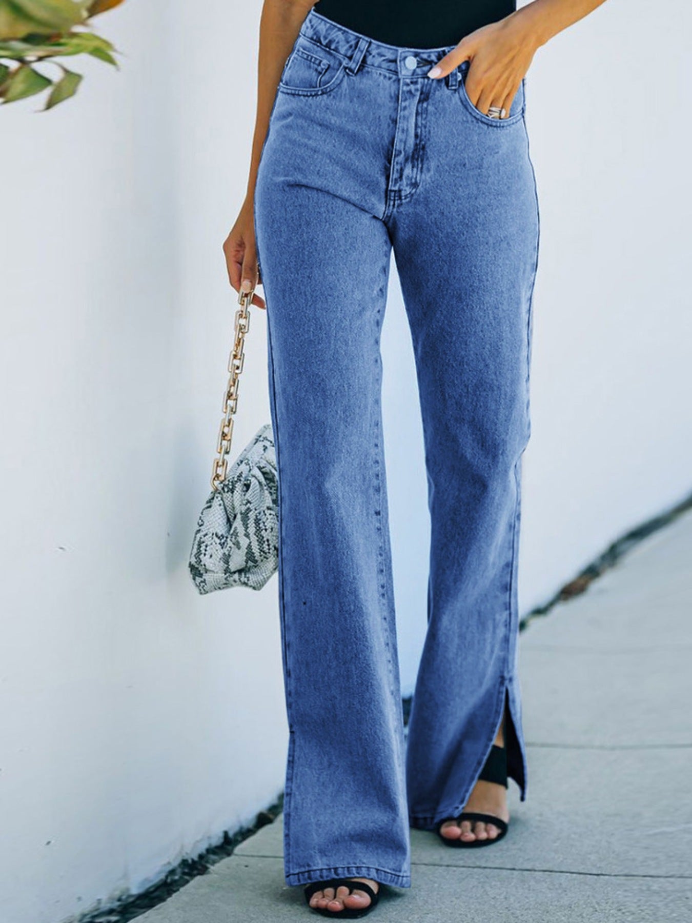 Slit Hem Bootcut Jeans - cas7m