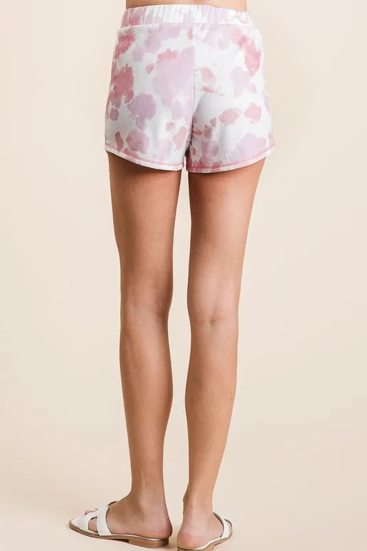 BiBi Tie Dye Print Terry Shorts With Side Pockets - cas7m