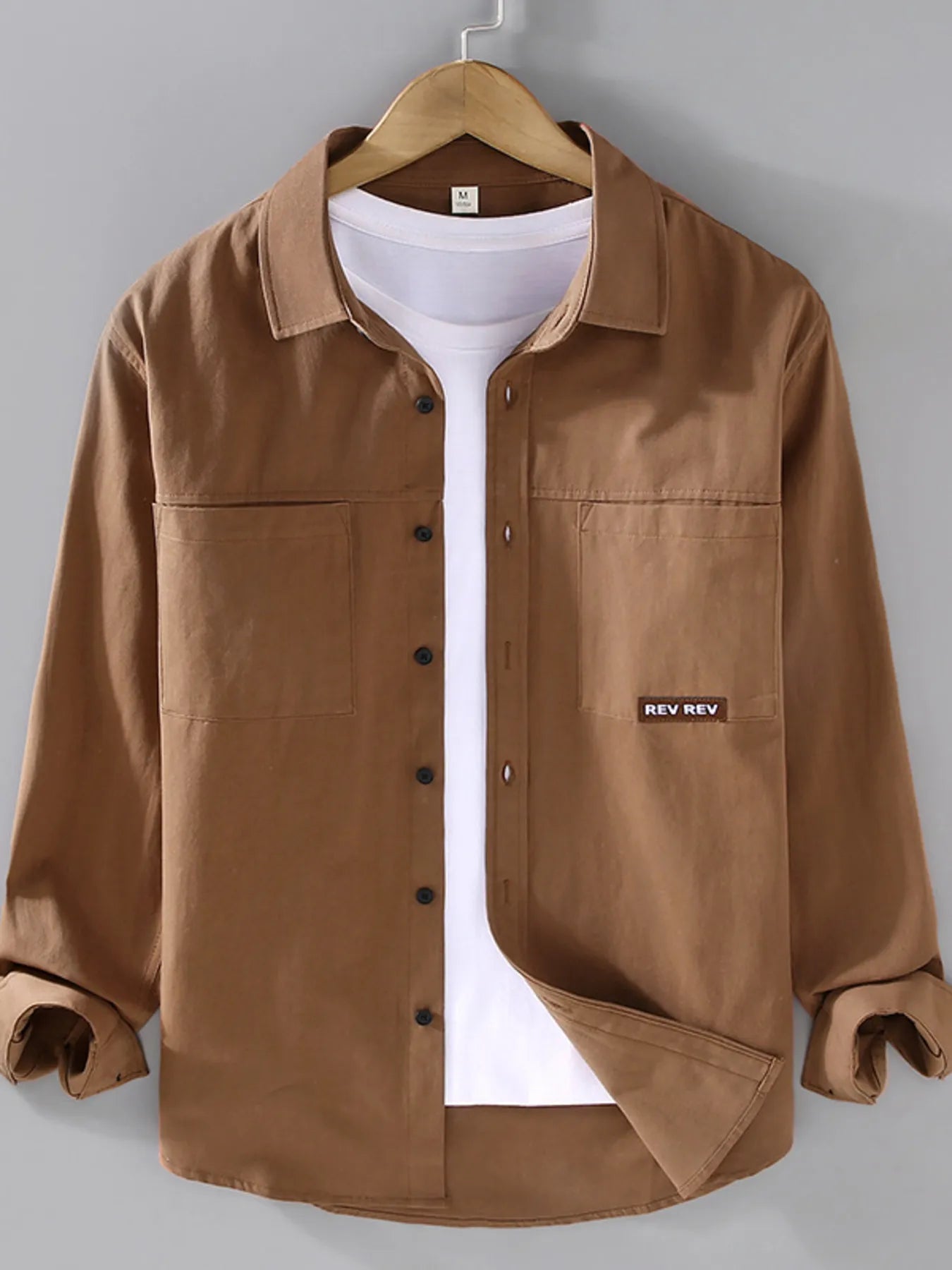 Men's Plus Size Button Up Long Sleeve Shirt - cas7m