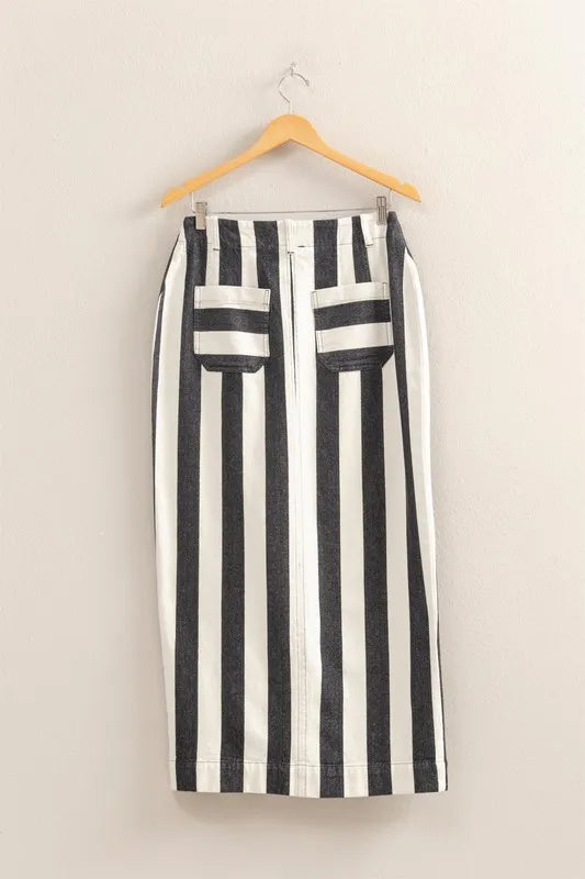 HYFVE Striped Pocket Detail Maxi Skirt - cas7m