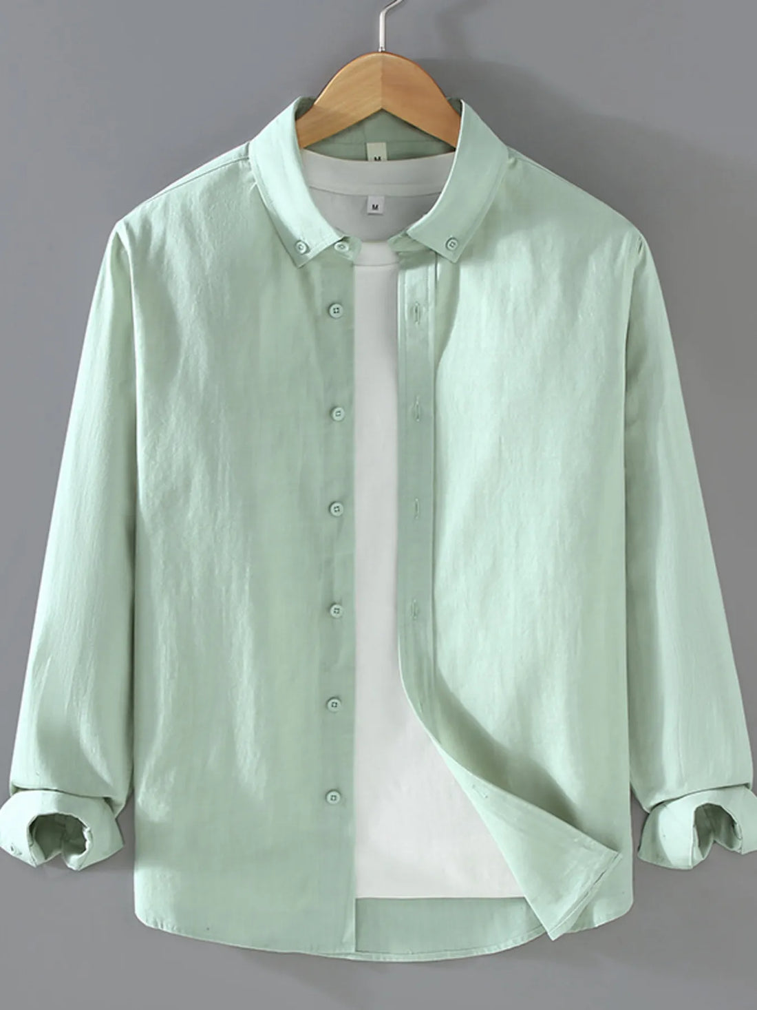Men's Plus Size Button Up Long Sleeve Shirt - cas7m