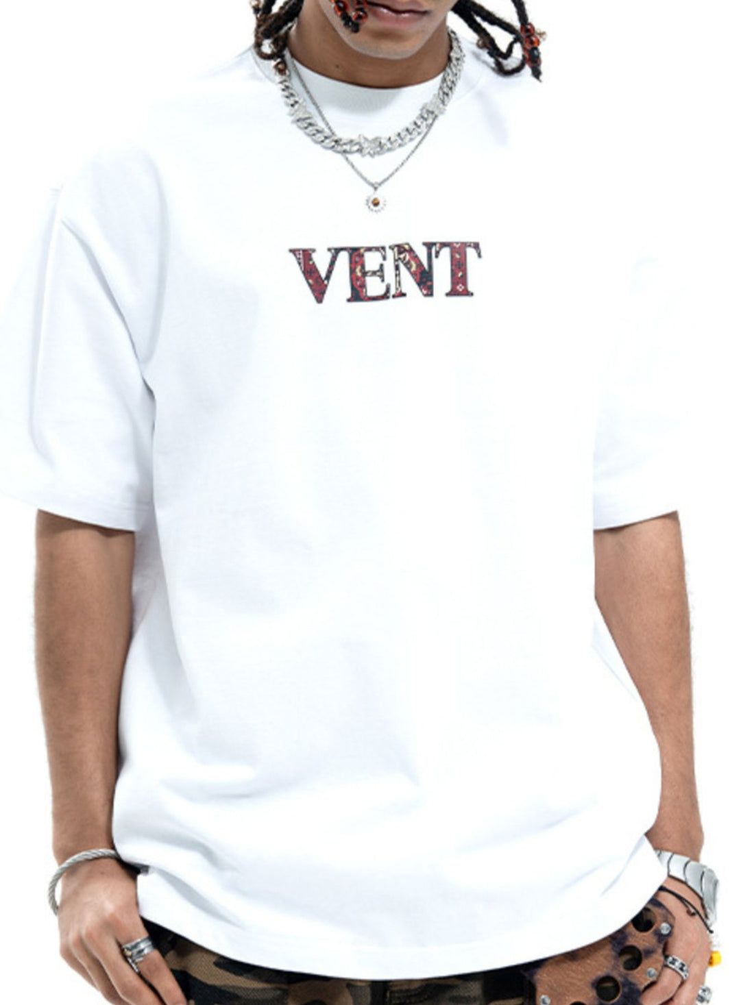 Men's Graphic Round Neck Oversized T-Shirt - cas7m