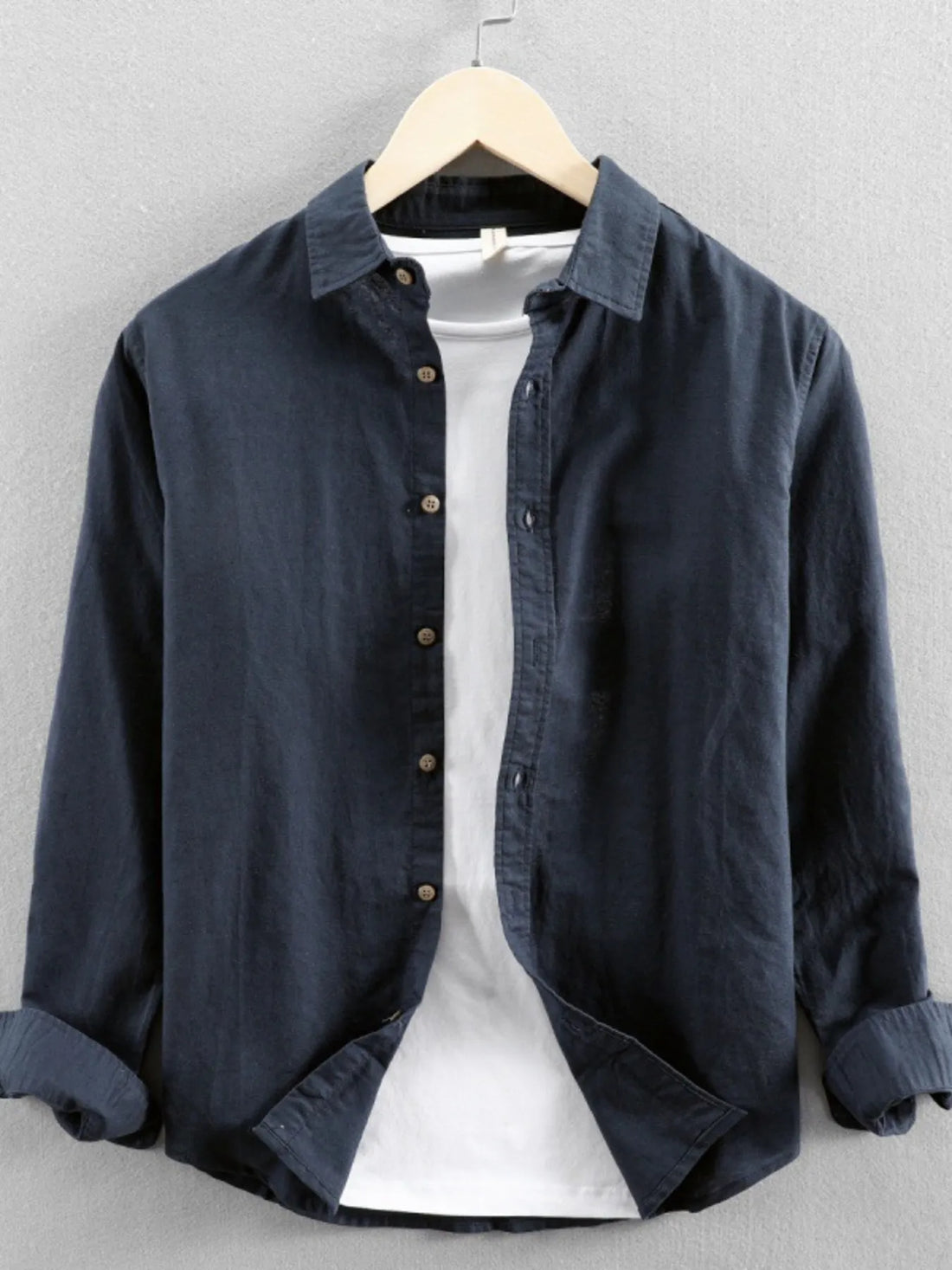 Men's Plus Size Button Up Long Sleeve Shirt - cas7m