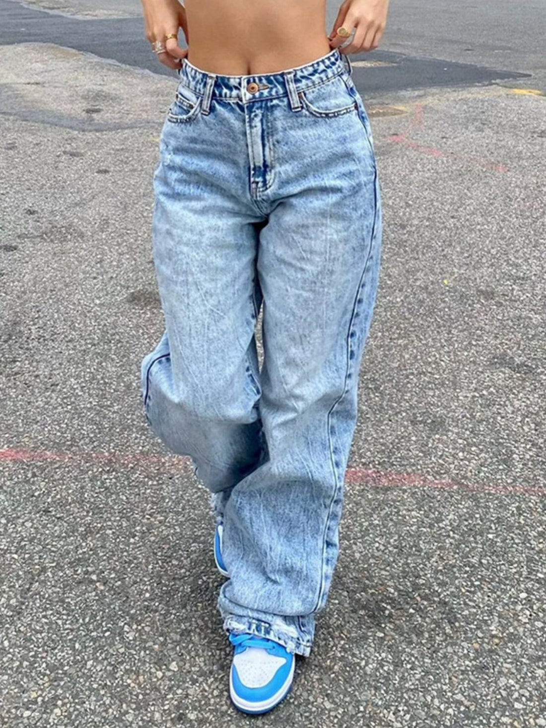 Wash Wide Leg Jeans - cas7m