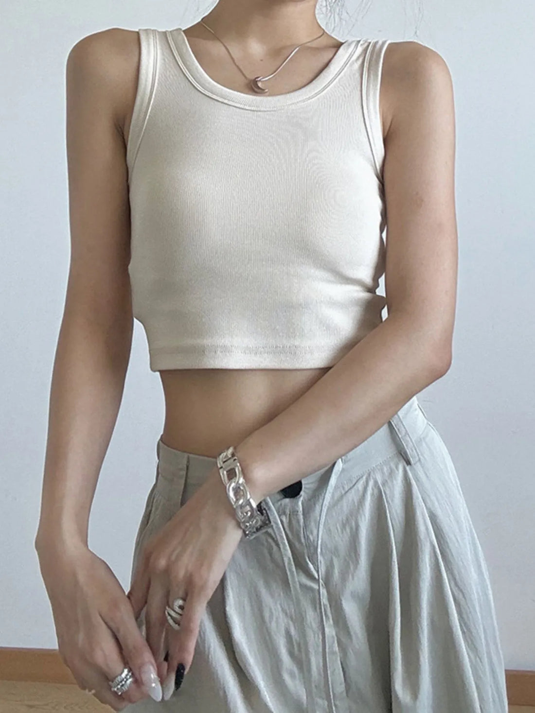 Ribbed Crop Tank Top - cas7m