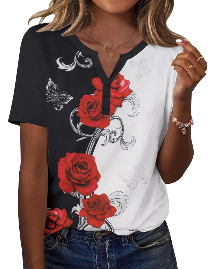 Zeagoo Womens Summer Tops Short Sleeve Dress Shirt Casual Loose Fit V Neck Tee Tshirts Business Work Blouses