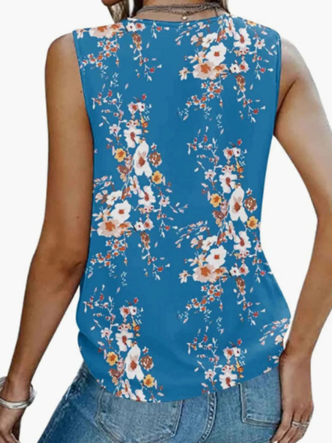 Printed V-Neck Tank - cas7m