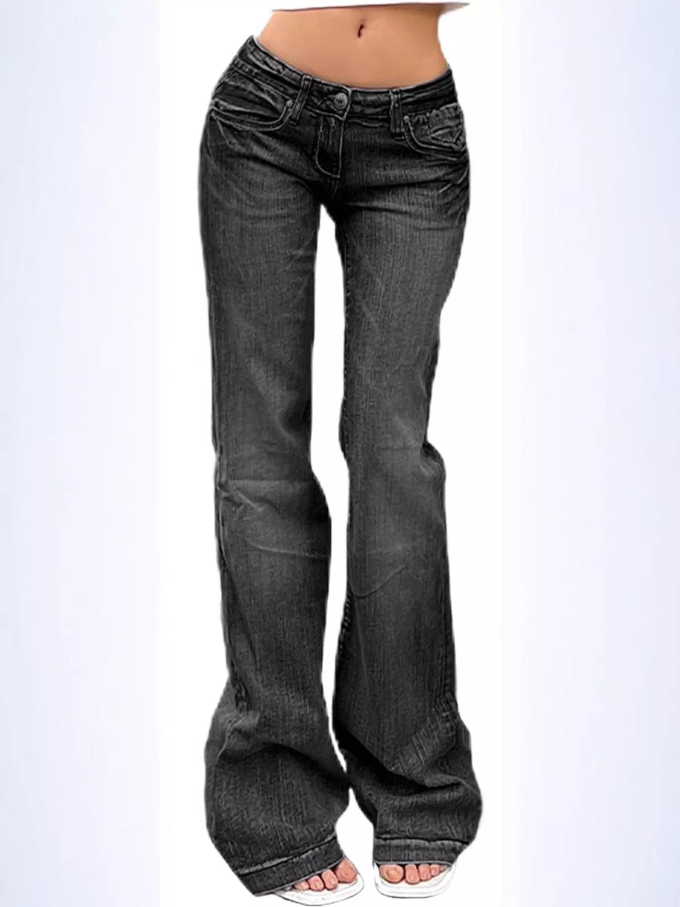 Low Rise Flare Jeans - cas7m