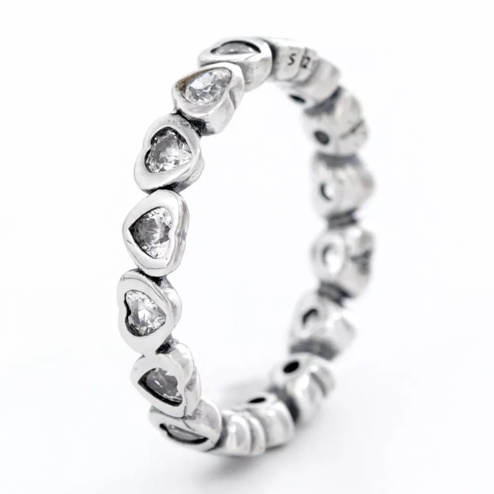 925 Sterling Silver Zircon Heart Ring - cas7m