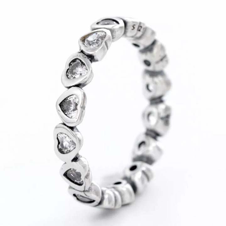 925 Sterling Silver Zircon Heart Ring - cas7m