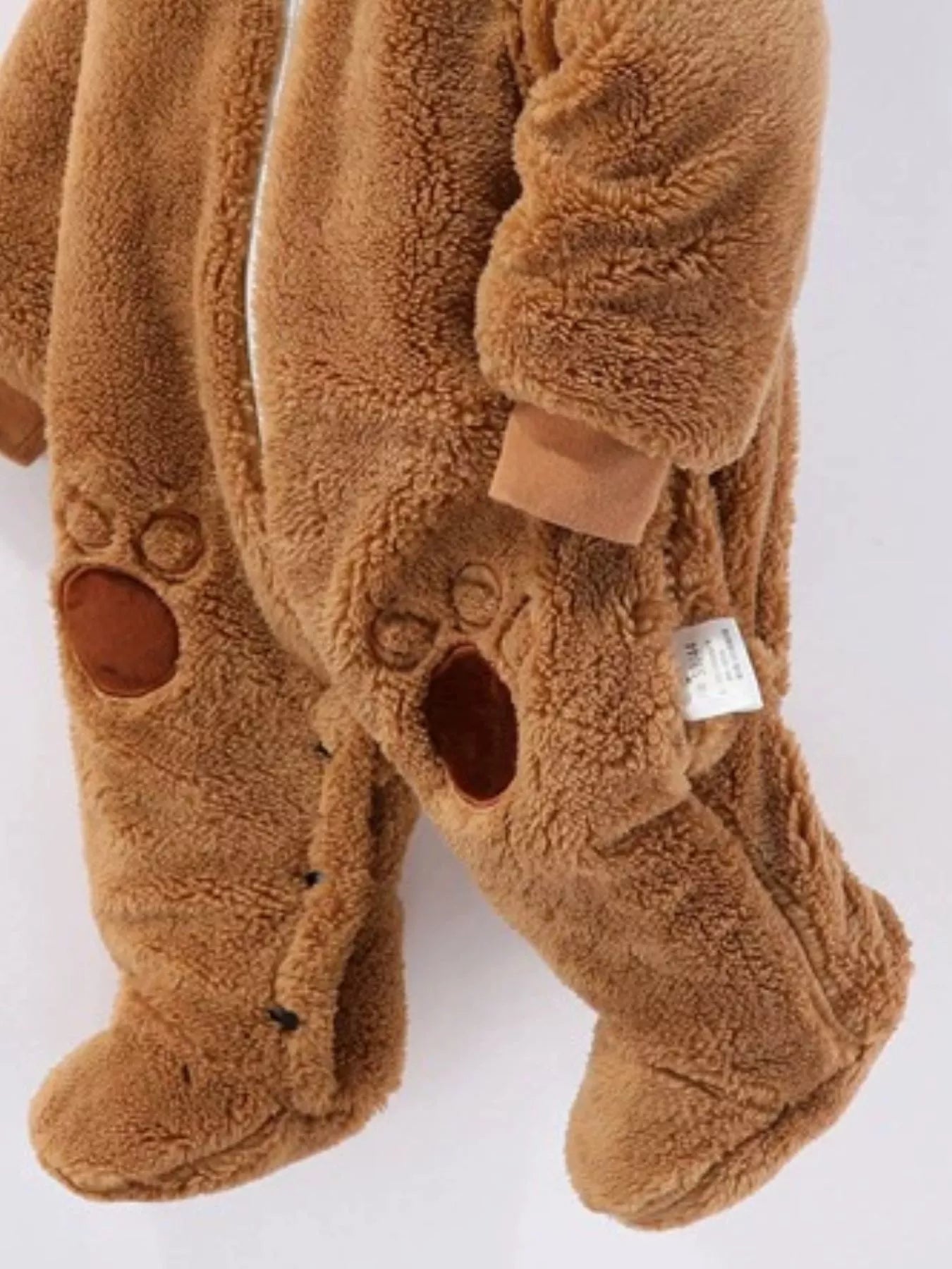 Children's Cozy Bear Hooded Fleece One-Piece - cas7m
