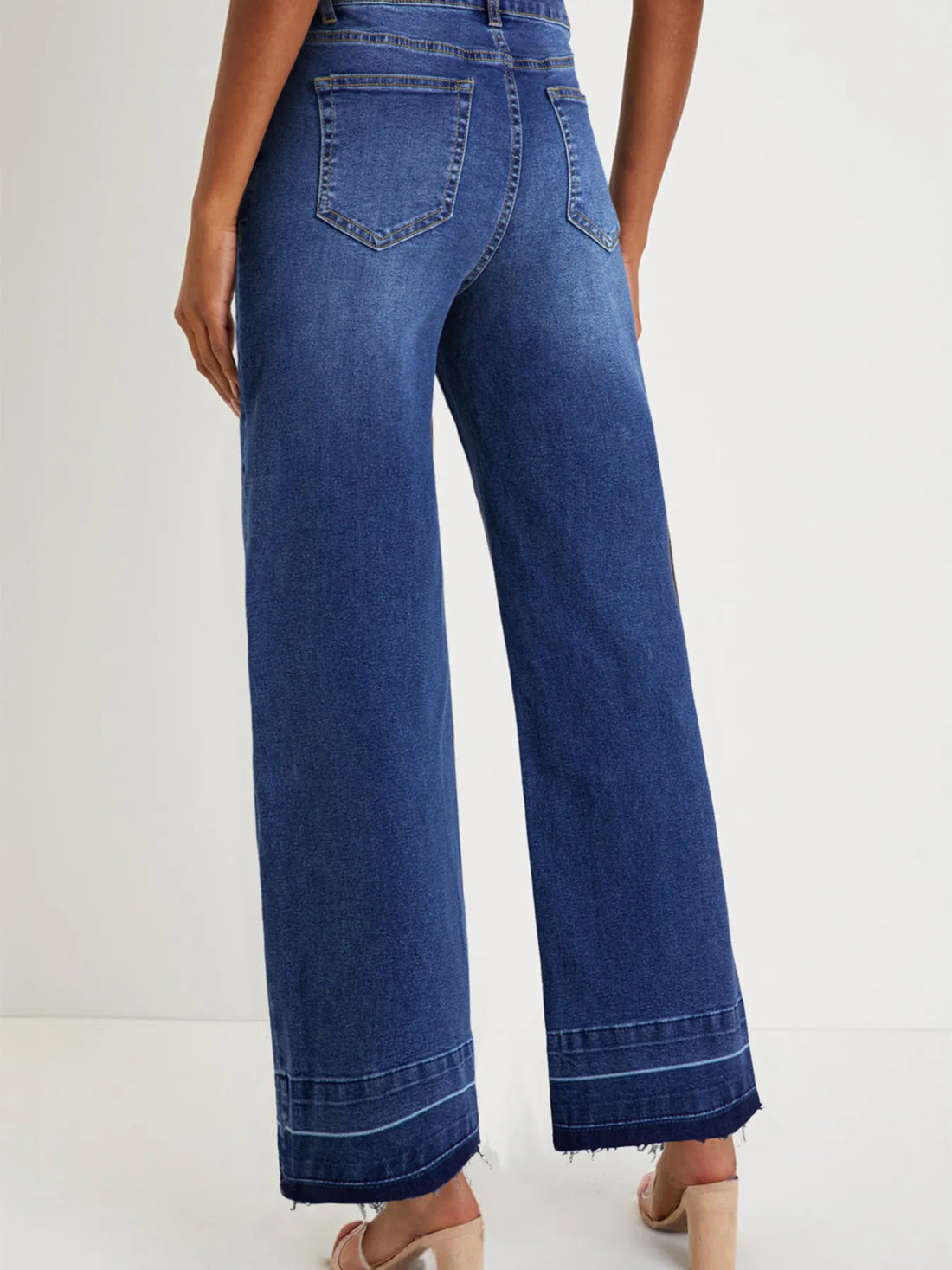 Raw Hem Unique Cuffs Straight High Rise Loose Jeans - cas7m