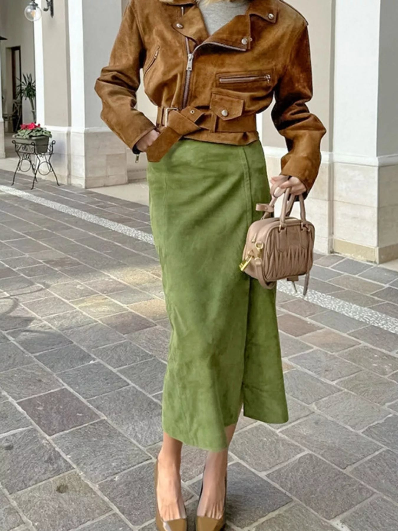 Solid Color Midi Skirt - cas7m