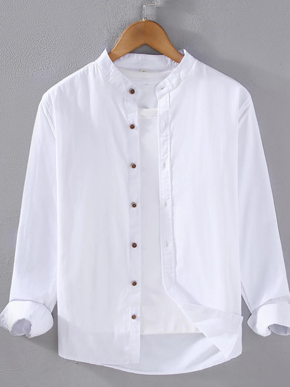Men's Plus Size Button Up Long Sleeve Shirt - cas7m