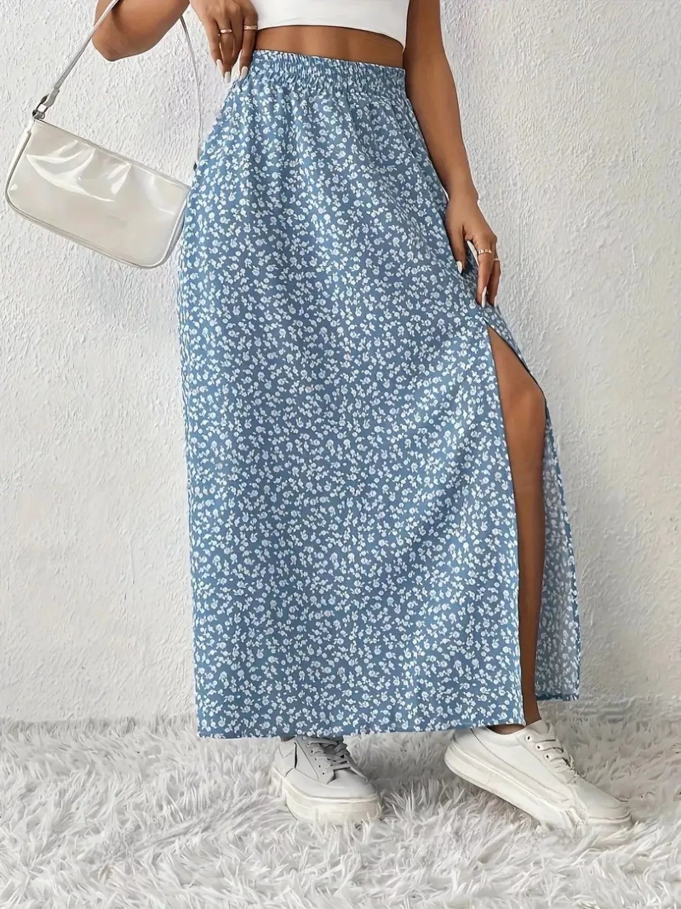 Slit Printed Skirt - cas7m