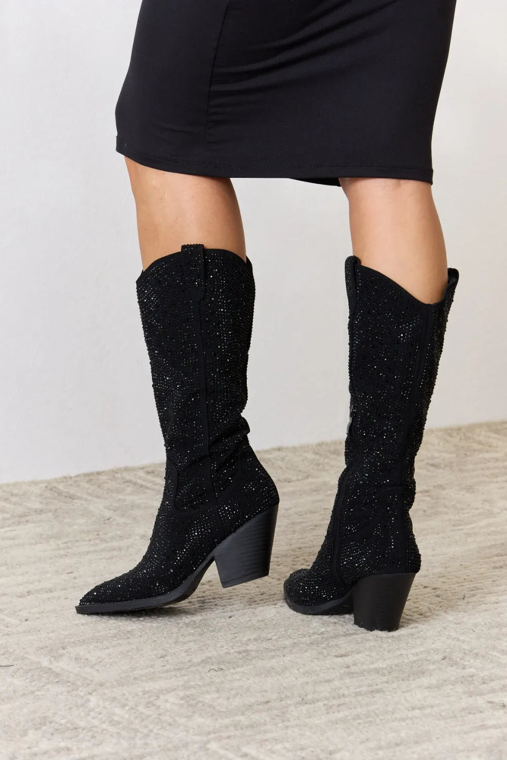 Forever Link Rhinestone Knee High Cowboy Boots - cas7m