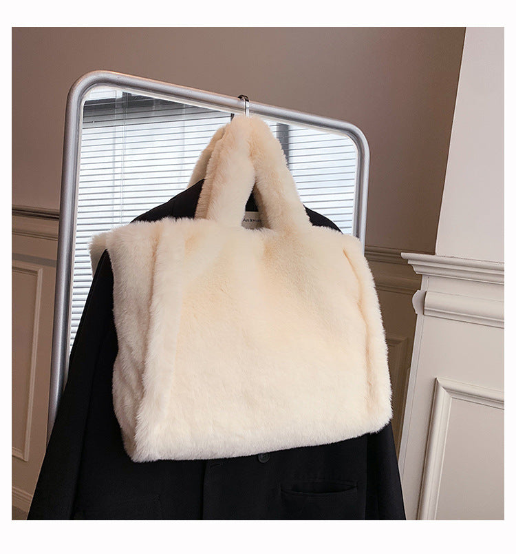 Winter Bags Chain Plush Handbag Totes Women Shoulder Bag - cas7m