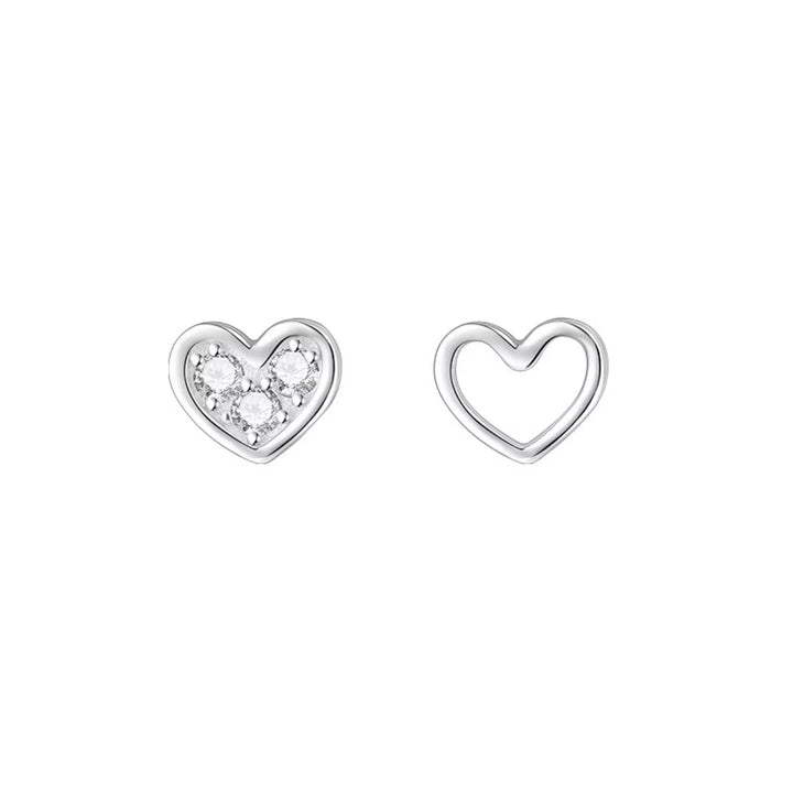 925 Sterling Silver Heart Stud Earrings - cas7m