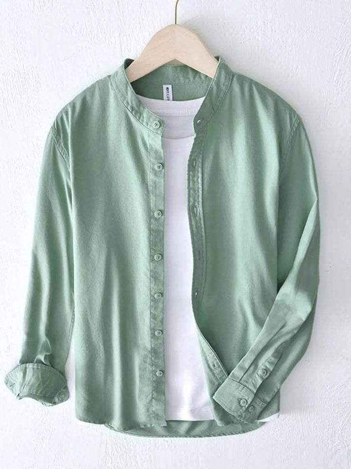 Men's Plus Size Button Up Long Sleeve Shirt - cas7m