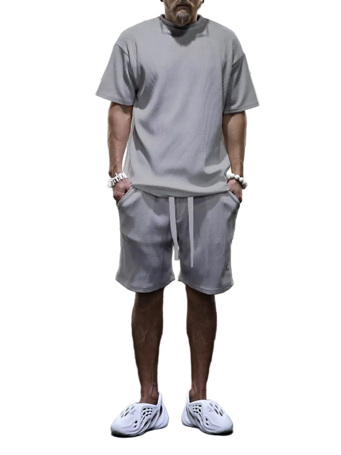 Men's Full Size Short Sleeve Top and Shorts Set Plus Size - cas7m