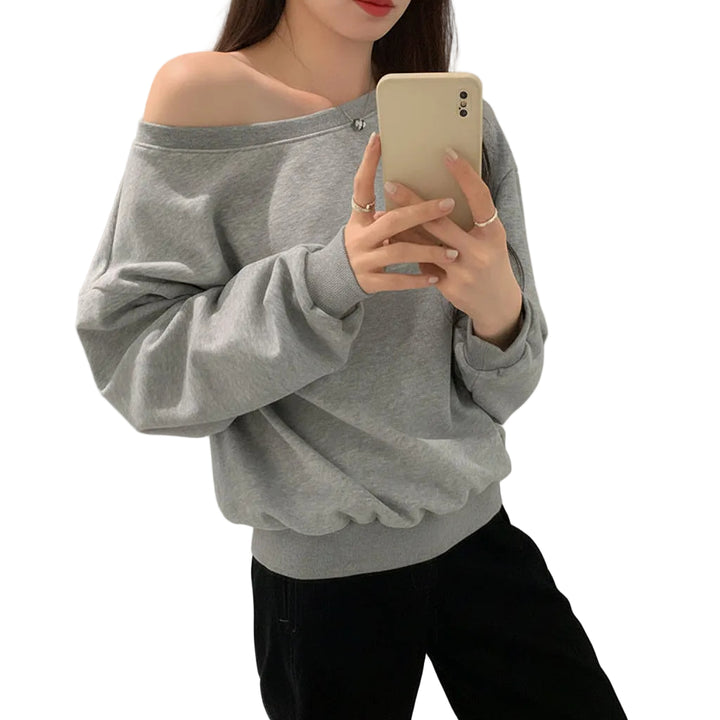 Casual Loose Shoulder Sweater For Women - cas7m