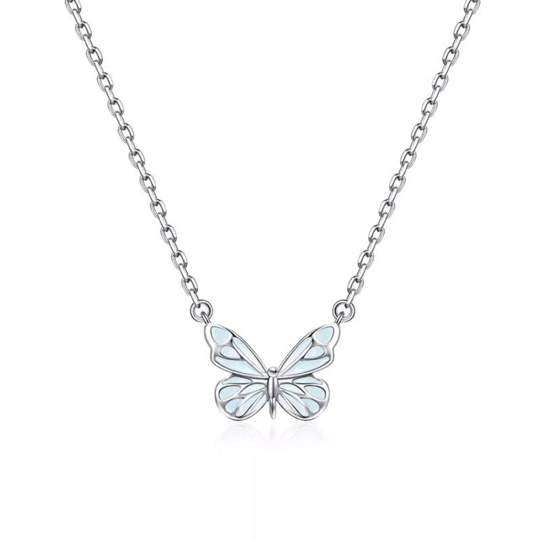 925 Sterling Silver Butterfly Necklace - cas7m