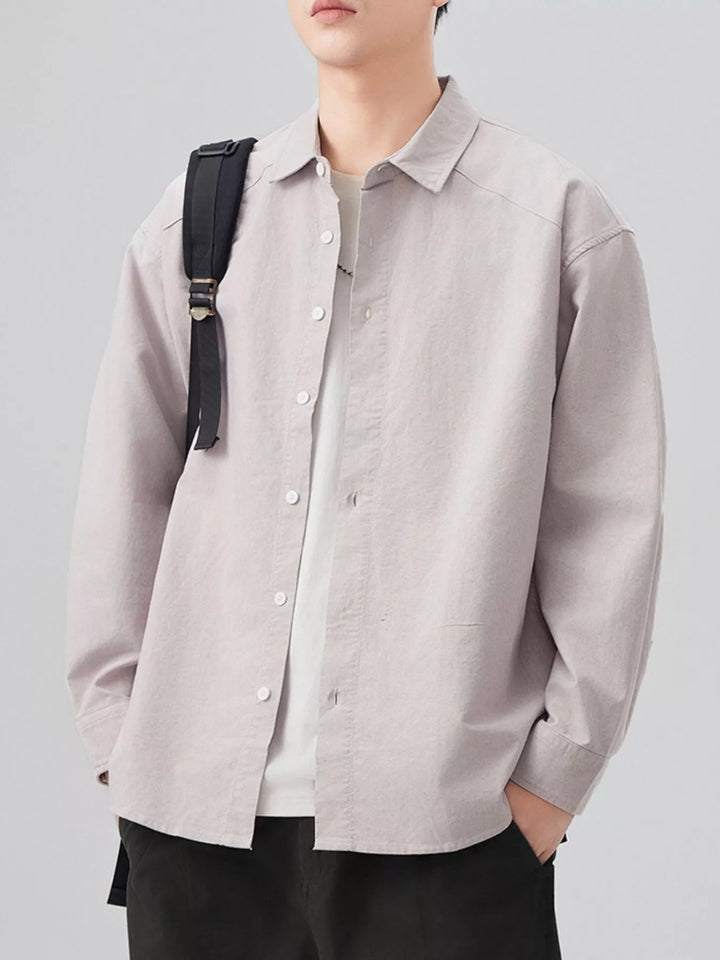 Men's Plus Size Button Up Long Sleeve Shirt - cas7m