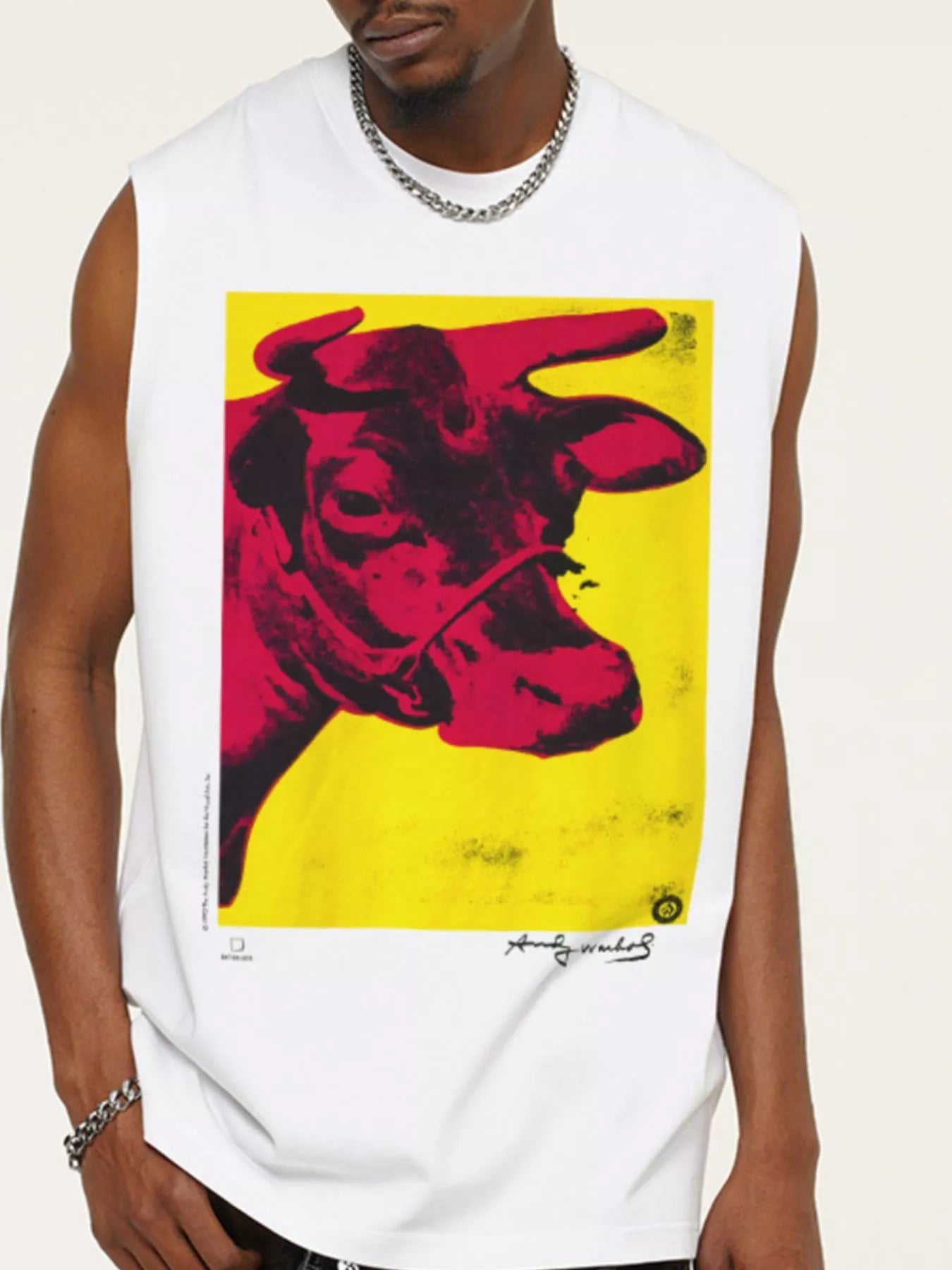 Men's Cow Graphic Round Neck Tank - cas7m