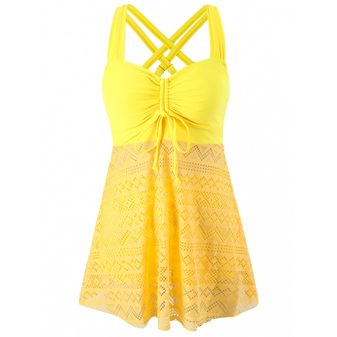 Korean Version Of Solid Color Lace One-piece Swimsuit - cas7m