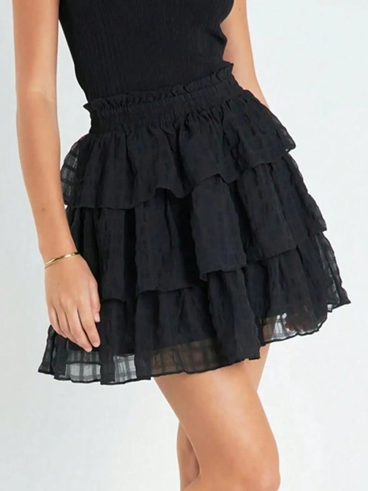 Ruffle Layered Mini Skirt - cas7m