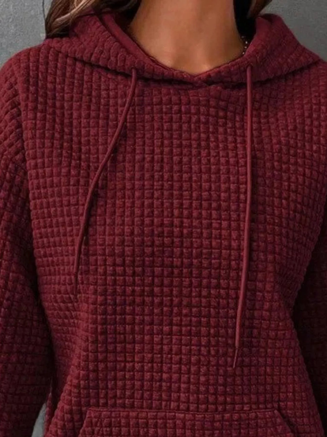 Full Size Textured Kangaroo Pocket Hoodie Plus Size - cas7m