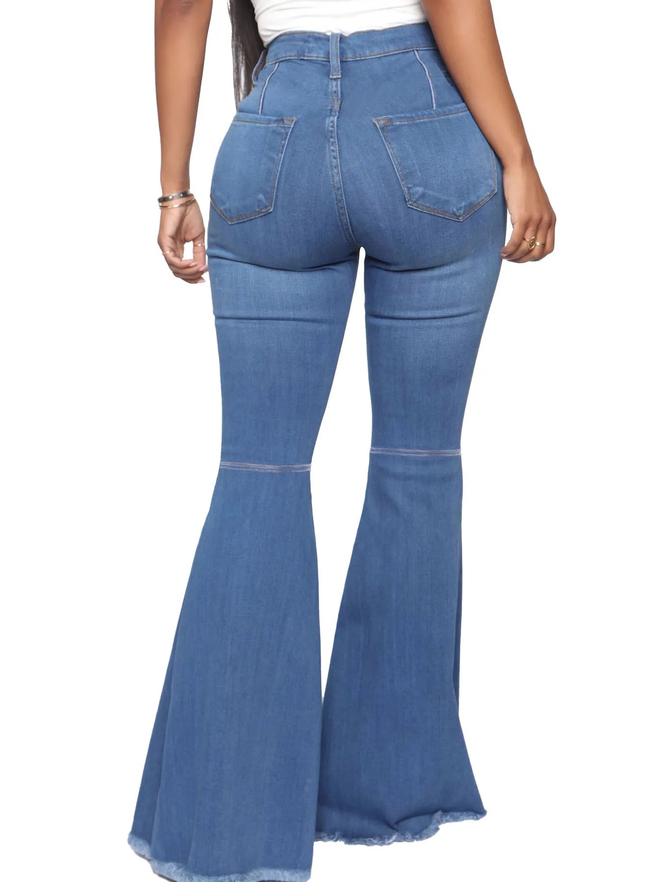 Full Size High-Waisted Raw Hem Flare Jeans Plus Size - cas7m