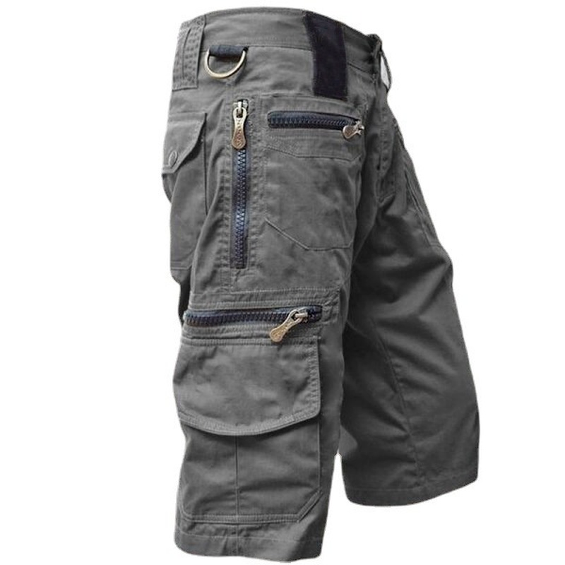 Men's Casual Loose Fit Multi-Pocket Cotton Shorts