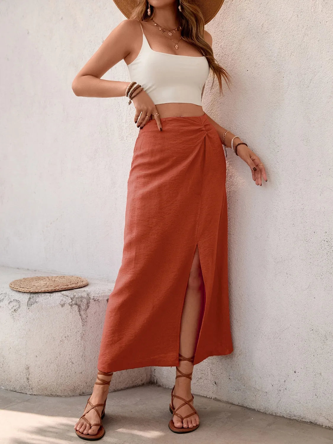 Slit Midi Skirt - cas7m