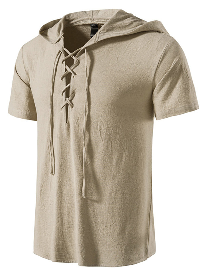 Men's Casual Lace-Up Hooded Top - cas7m