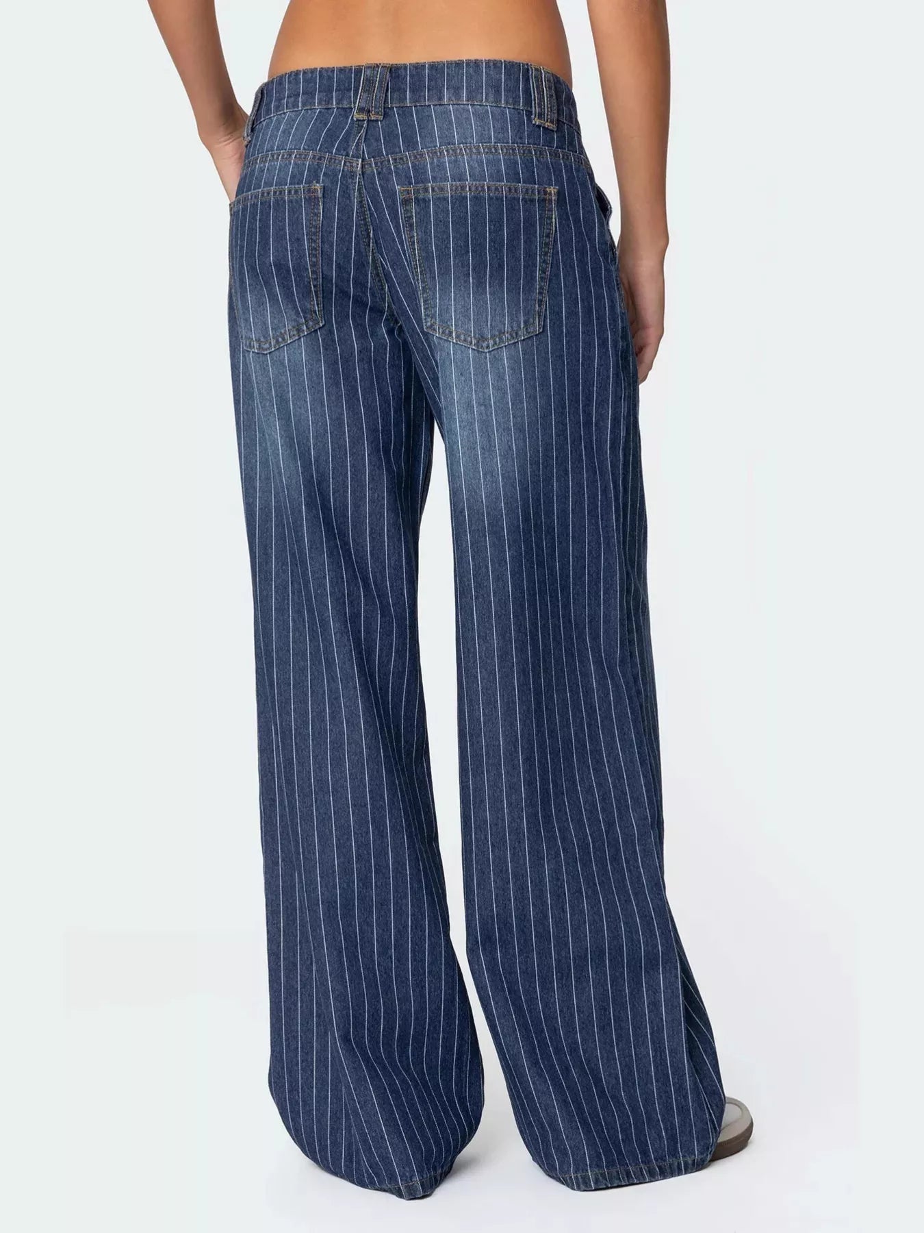 Striped Wide Leg Jeans - cas7m