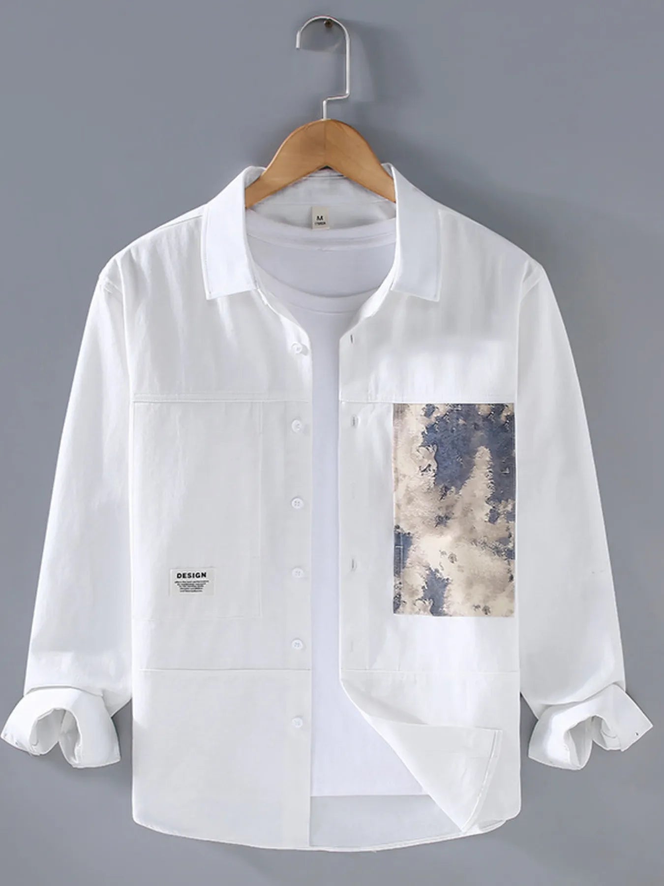 Men's Plus Size Button Up Long Sleeve Shirt - cas7m