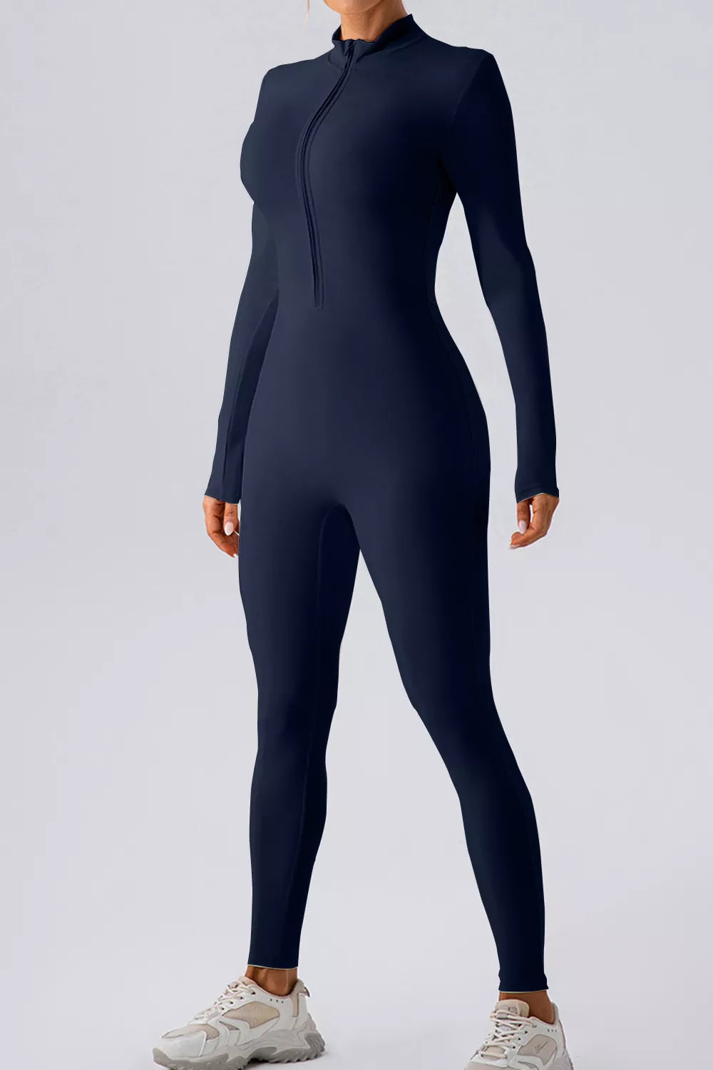 Half Zip Mock Neck Active Jumpsuit - cas7m