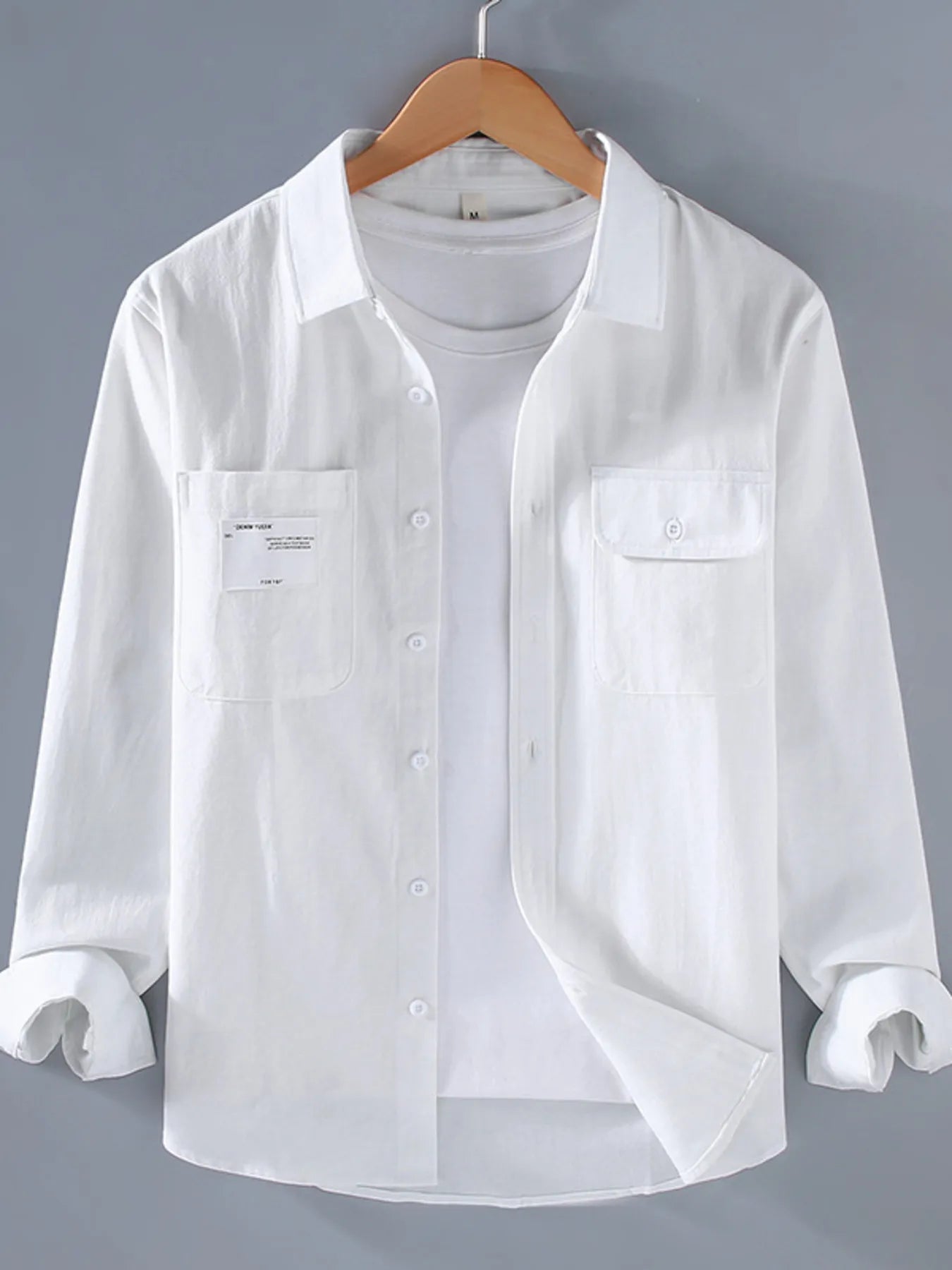 Men's Plus Size Button Up Long Sleeve Shirt - cas7m