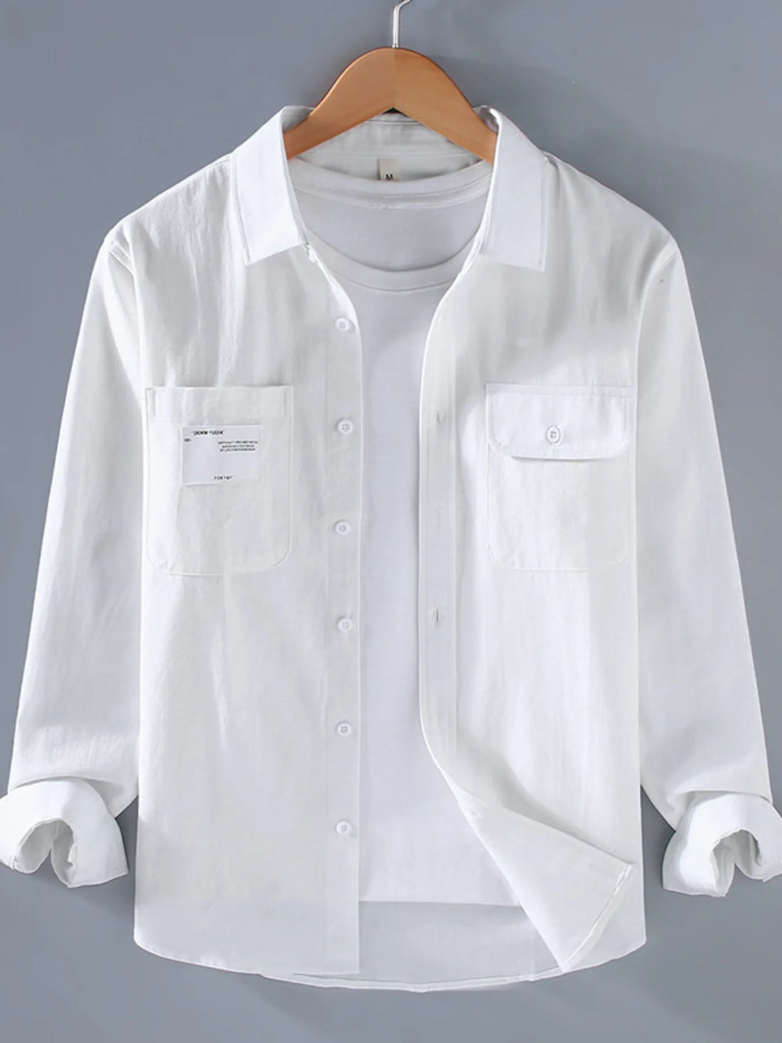 Men's Plus Size Button Up Long Sleeve Shirt - cas7m